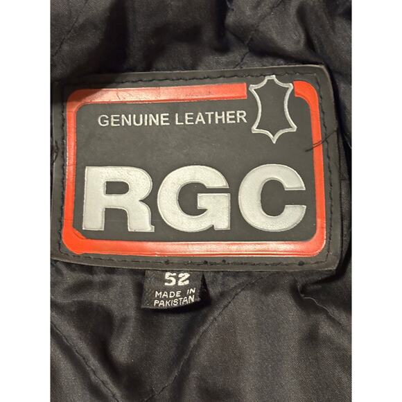 Vintage RGC Men’s Size 52 Black Leather Motorcycle Biker Jacket - Picture 5 of 12